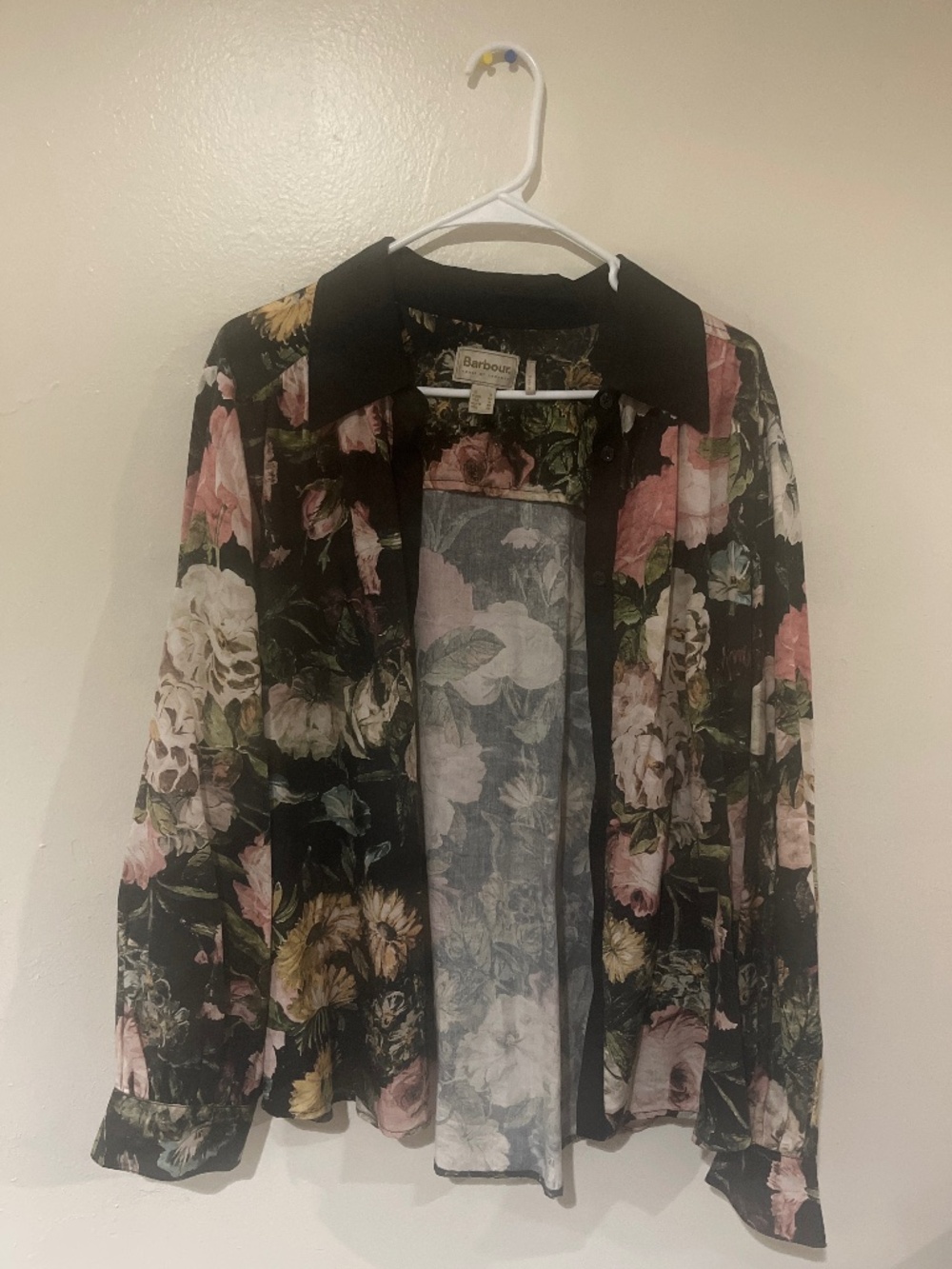 Black Floral Barbour Button Down
